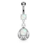 Silver Opal Glitter Vintage Belly Ring