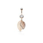 Rose Gold Leaf Layered Belly Ring