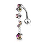 Multi Color Crystal Bubbles Belly Ring
