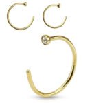 Clear Gemmed Gold Nose Hoop