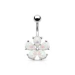 Opal Glitter Flower Belly Ring