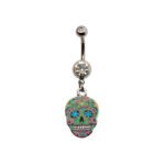 Green Sugar Skull Belly Ring