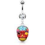 Pink Sugar Skull Belly Ring