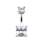 Square Prong Set Gem Belly Ring
