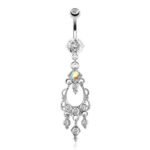 Swarovski Clear Stones Cluster Dangling Chandelier Belly Ring