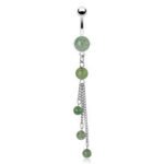 Flourite Green Aventurine Tri-Stone Dangling Belly Ring