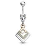 Rose Gold Triple Diamond Shape Belly Ring