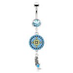 Beaded Circle and Feather Belly Ring