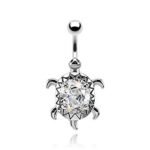 Clear CZ Turtle Belly Button Ring