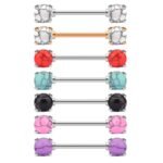 14G 14-16mm Nipple Rings Straight Barbells Pinestone Surgical Steel Nipplerings Piercing Jewelry