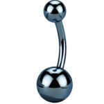 Blue PVD Titanium Internally Threaded Belly Button Ring