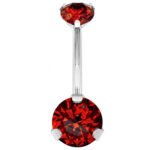 Red CZ Titanium Belly Button Ring