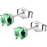August Birthstone Stud Earrings 4mm CZ 925 Sterling Silver