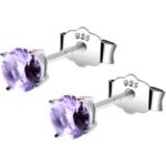 June Birthstone Stud Earrings 4mm CZ 925 Sterling Silver