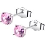 October Birthstone Stud Earrings 4mm CZ 925 Sterling Silver
