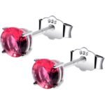 July Birthstone Stud Earrings 5mm CZ 925 Sterling Silver