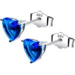 September Birthstone Stud Earrings 5mm CZ  Heart 925 Sterling Silver