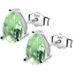 August Birthstone Stud Earrings 5mm CZ  Pear 925 Sterling Silver