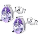 June Birthstone Stud Earrings 5mm CZ  Pear 925 Sterling Silver