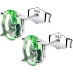 August Birthstone Stud Earrings 5mm CZ  Oval 925 Sterling Silver