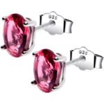 July Birthstone Stud Earrings 5mm CZ  Oval 925 Sterling Silver