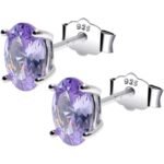 June Birthstone Stud Earrings 5mm CZ  Oval 925 Sterling Silver