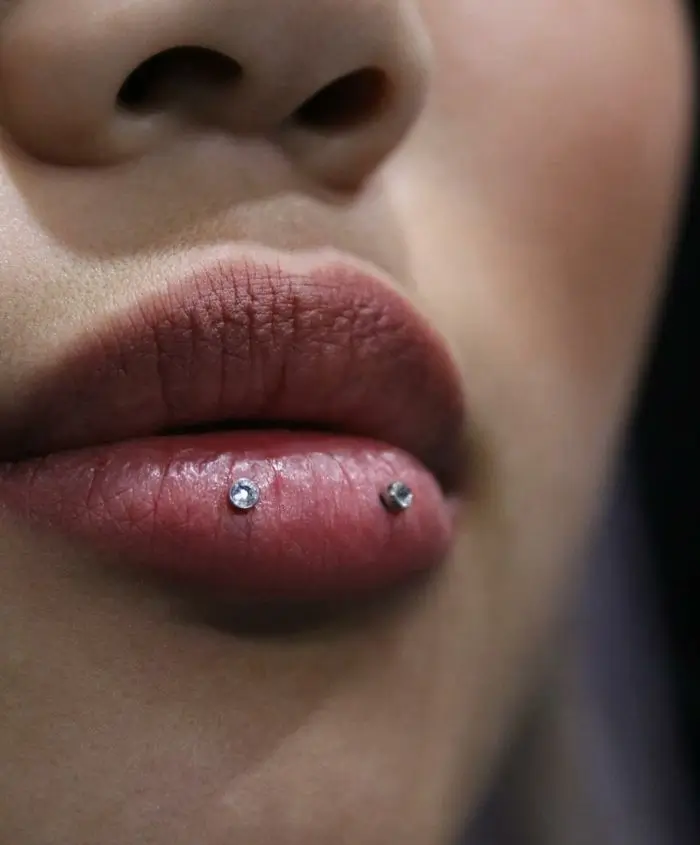 Horizontal Lip Ring Piercing